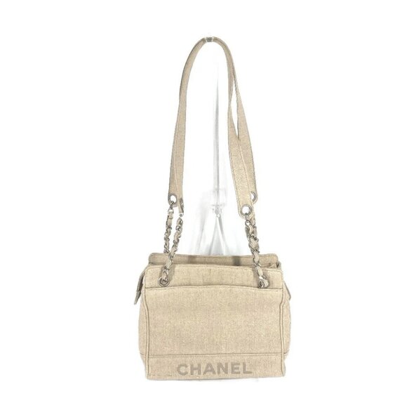 CHANEL vintage CC CC Mark Chain Bag Shoulder Tote Bag Shoulder Bag Canvas Beige - Picture 9 of 14